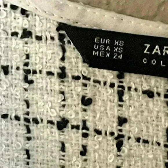 Zara Basic Womens Dress X-Small White Black Plaid Tethered Hem Sleeveless XS - Picture 6 of 9